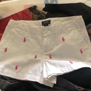 Ralph Lauren Polo white shorts w/pink horse logos